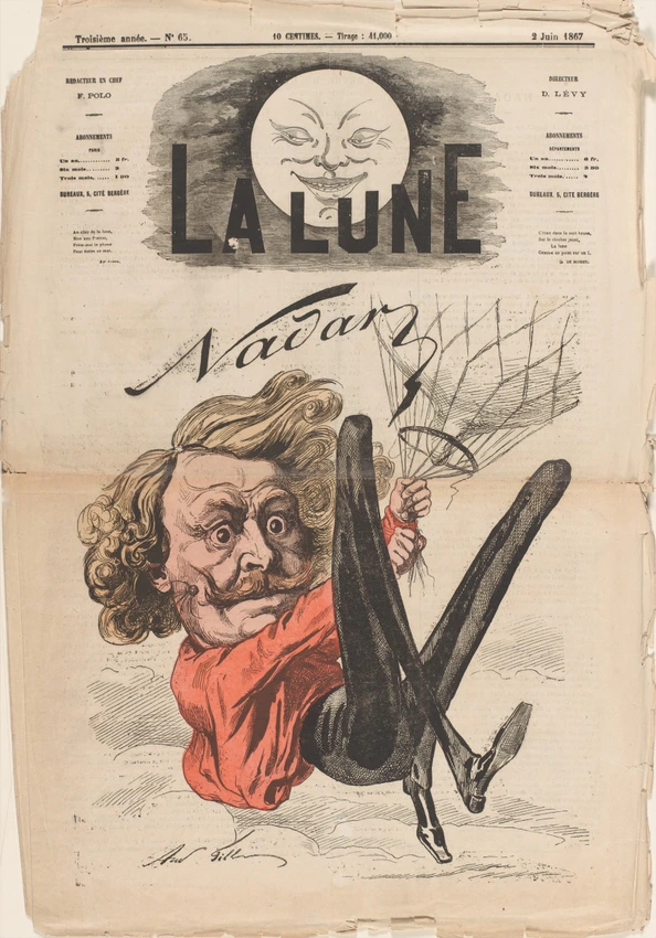 Exemplaire de la revue "La Lune", avec en première page une caricature de Nadar en couleurs - Anonyme
