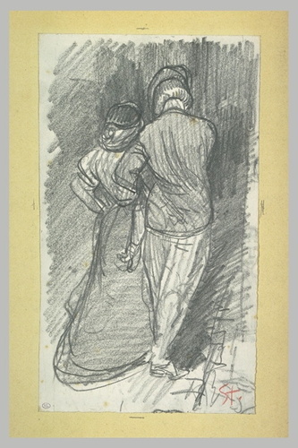 Théophile Alexandre Steinlen - Couple se tenant par le bras, vu de dos