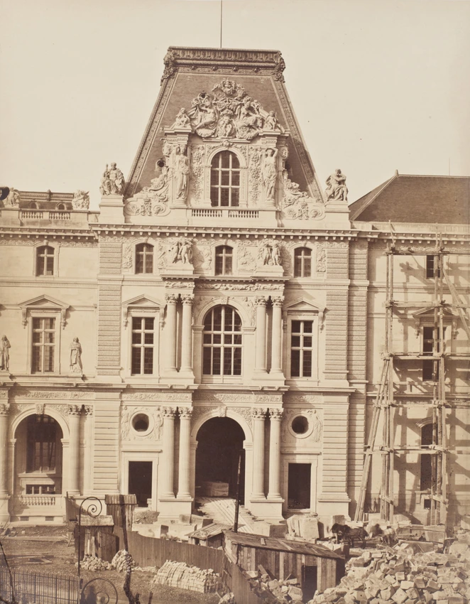 Edouard Baldus - Le Louvre, pavillon en travaux