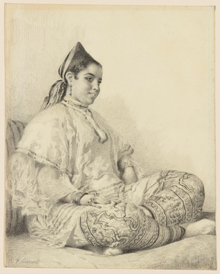 Fernand Cormon - Femme algérienne, assise de trois quarts, les jambes croisées