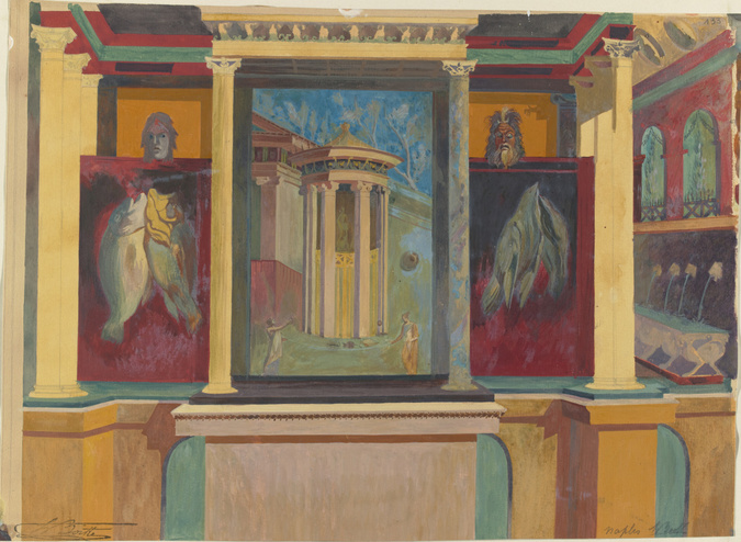 Louis Boitte - Naples, Musée National, fresque à décor d'architectures peintes