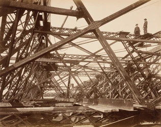 Ouvriers au travail sur les poutres métalliques le 14 Janvier 1888 - Louis-Emile Durandelle