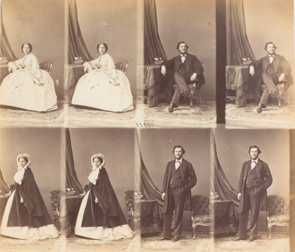 André Adolphe Eugène Disdéri - M. et Mme. Valey en huit poses, quatre madame, qu...