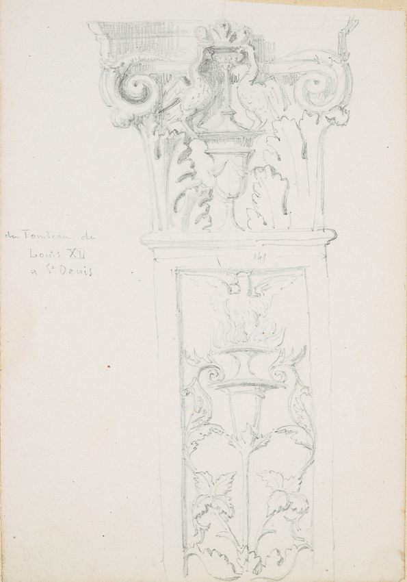Victor Ruprich-Robert - Pilier et chapiteau ornés d'un décor composite du tombea...