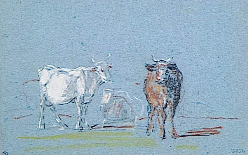 Eugène Boudin - Etude de bovins dans un pré