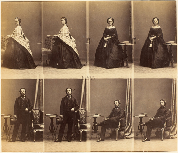 André Adolphe Eugène Disdéri - Mr. et Mme Arnaud en huit poses, quatre de Madame...