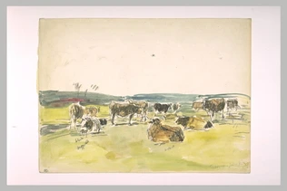 Troupeau de vaches dans un pâturage à Fervaques - Eugène Boudin