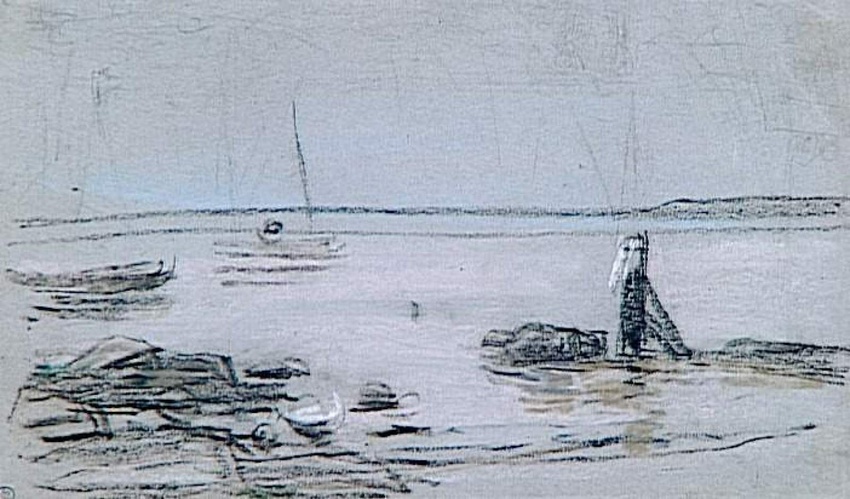 Eugène Boudin - Marée basse, trois barques