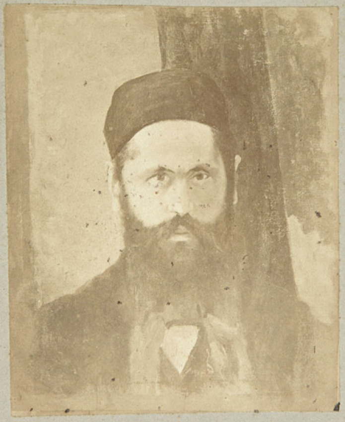 Anonyme - Photographie d'une peinture de Carlo Bugatti : portrait d'un homme bar...