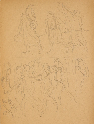 Eugène Grasset - Personnage debout portant des aigles