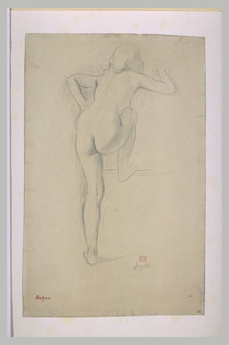 Edgar Degas - Femme nue, de dos, montant dans un char