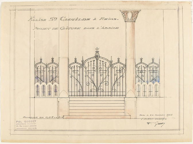Pol Gosset - Projets d'aménagements intérieurs de la Basilique Sainte-Clotilde d...
