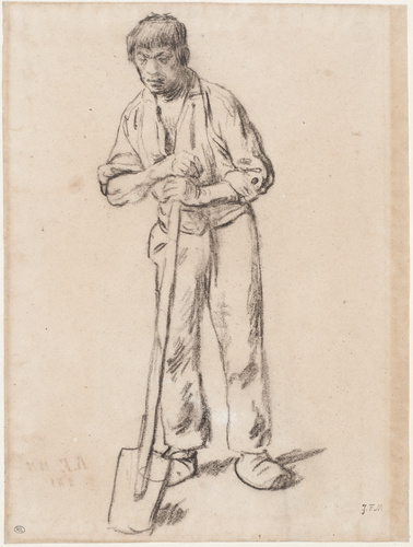 Jean-François Millet - Homme appuyé sur le manche d'une bêche
