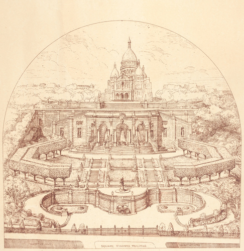 Jean-Camille Formigé - Projet d'aménagement de la Butte-Montmartre, vue à vol d'...