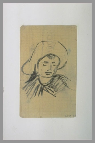 Vincent Van Gogh - Tête de jeune homme coiffé d'un grand chapeau