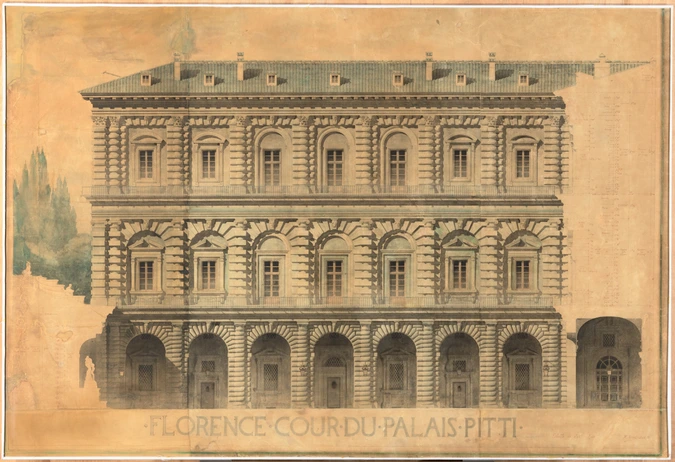 Henri Paul Nénot - Elévation de la façade du Palais Pitti à Florence