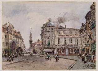 Johan Barthold Jongkind - Vue d'une place à Avignon avec une droguerie