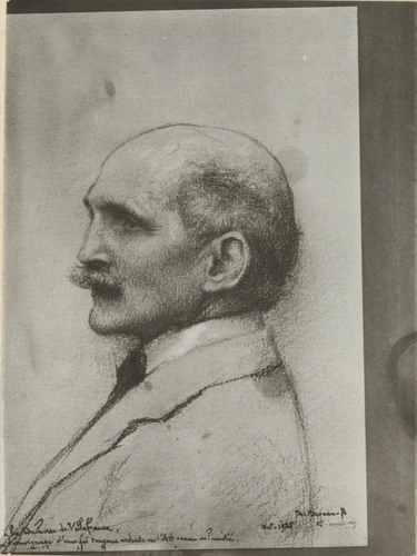Anonyme - Portrait d'homme non identifié, de profil (Autoportrait ?), dessin de ...
