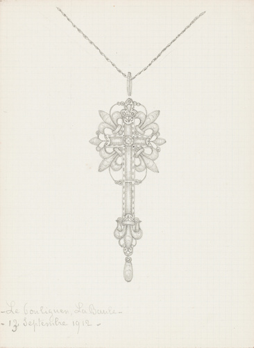 Enguerrand du Suau de la Croix - Croix à motif floral fleurdelisé, goutte en chu...