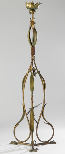 Anonyme - Lampadaire sur pied à décor de roseaux et libellules