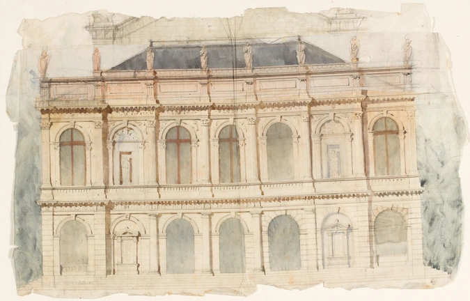 Un théâtre, élévation de la façade principale - Alphonse Gosset