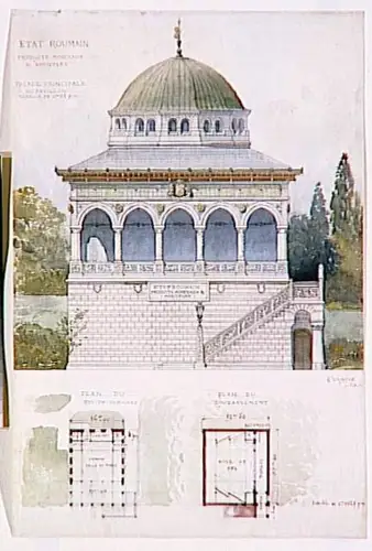 Jean-Camille Formigé - Plan du rez-de-chaussée et du soubassement, façade princi...