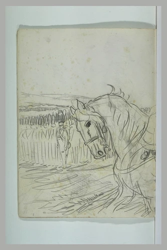 Caran d'Ache - L'empereur Napoléon Ier à cheval passant ses troupes en revue