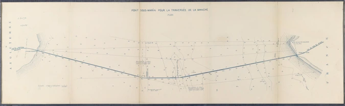 Gustave Eiffel - Projet de pont sous-marin pour la traversée de la Manche, plan ...