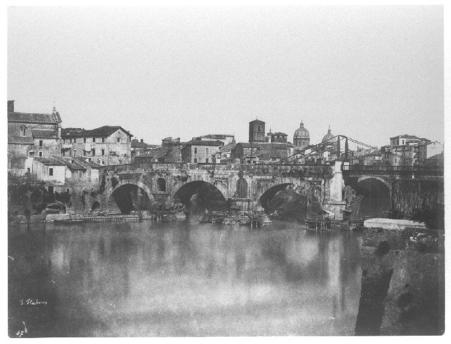 Frédéric Flachéron - Rome, le pont Rolto ou pont Fabricius après restauration
