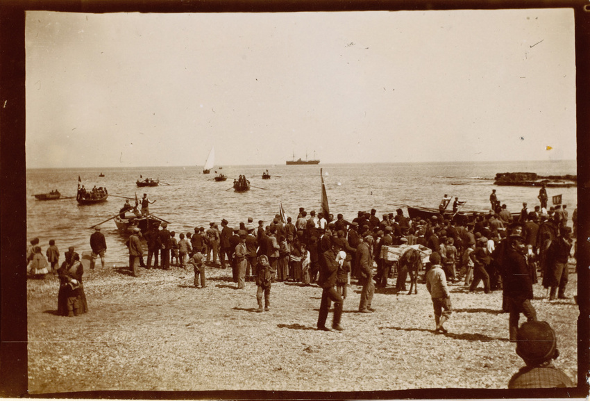 Auguste Delaherche - Castellamare del Golfo : la foule sur la plage