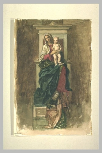 Ernest Hébert - La Vierge tenant l'Enfant et un ange musicien