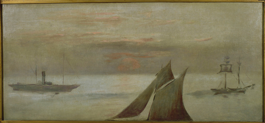 Edouard Manet - Bateaux en mer, soleil couchant
