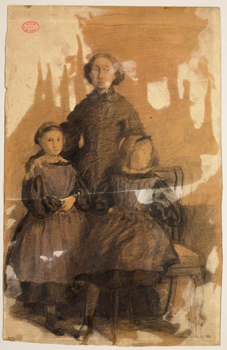 Edgar Degas - La Baronne Laura Bellelli et de ses deux filles