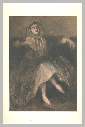 Constantin Guys - Femme assise sur un divan, les jambes croisées