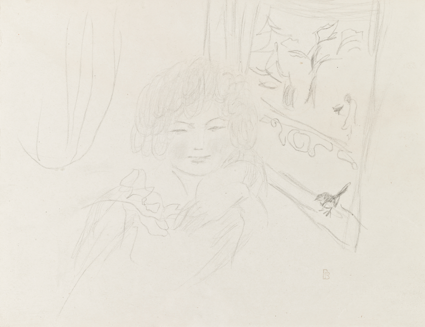 Jeune femme près d'une fenêtre avec oiseau sur le rebord - Pierre Bonnard