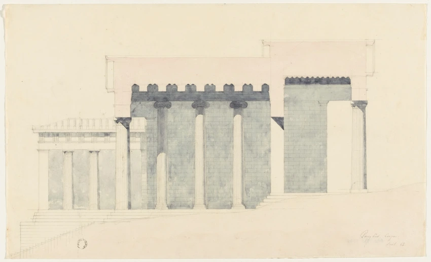 Athènes, Propylées, coupe longitudinale - Alphonse Gosset