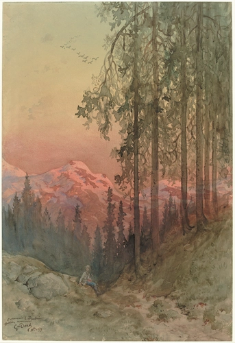 Gustave Doré - Paysage de montagne avec un promeneur