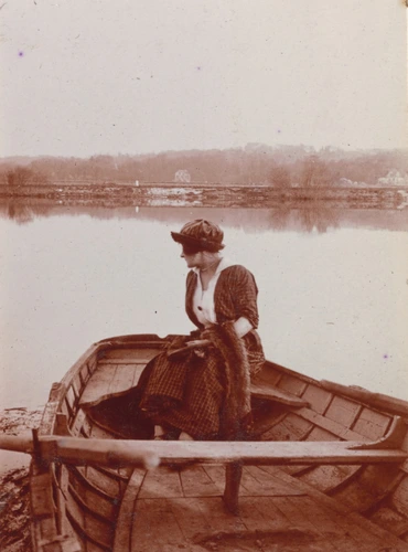Paysage fluvial avec jeune femme dans une barque - Charles Augustin Lhermitte
