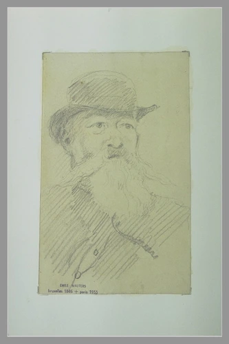 Emile Wauters - Portrait d'homme barbu, coiffé d'un chapeau