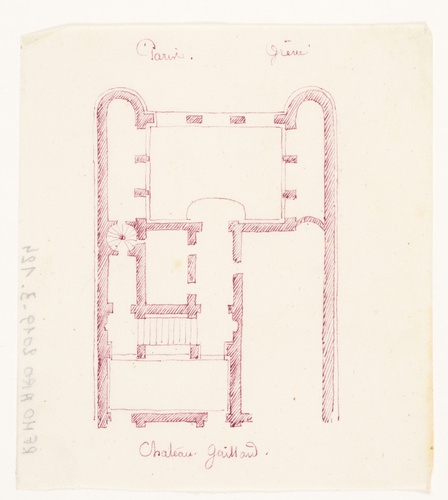 Edouard Villain - Plan d'un bâtiment avec des tourelles en avant-corps, Grève, C...