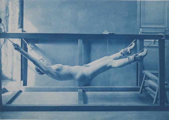 Charles-François Jeandel - Femme nue attachée, suspendue face en l'air