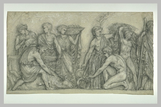 Henri Chapu - Scène de moisson, projet de bas-relief