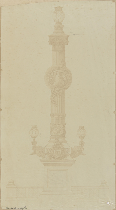 Anonyme - Paris, place de la République, colonne rostrale servant de réverbère