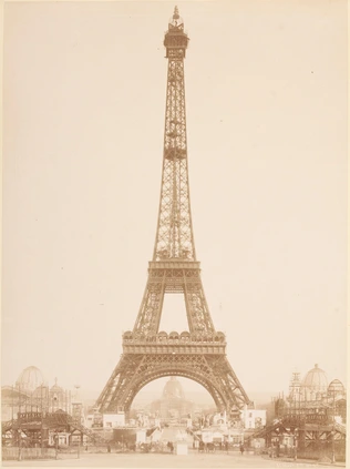 La Tour Eiffel achevée le 31 mars 1889. Au second plan, les bâtiments de l'Exposition universelle - Louis-Emile Durandelle