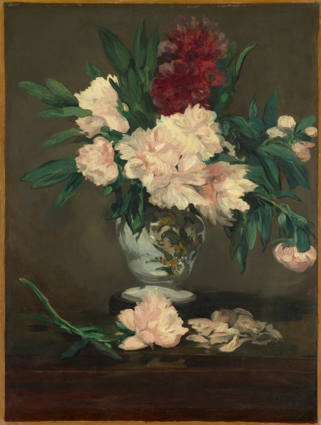 Vase de pivoines sur piédouche - Edouard Manet