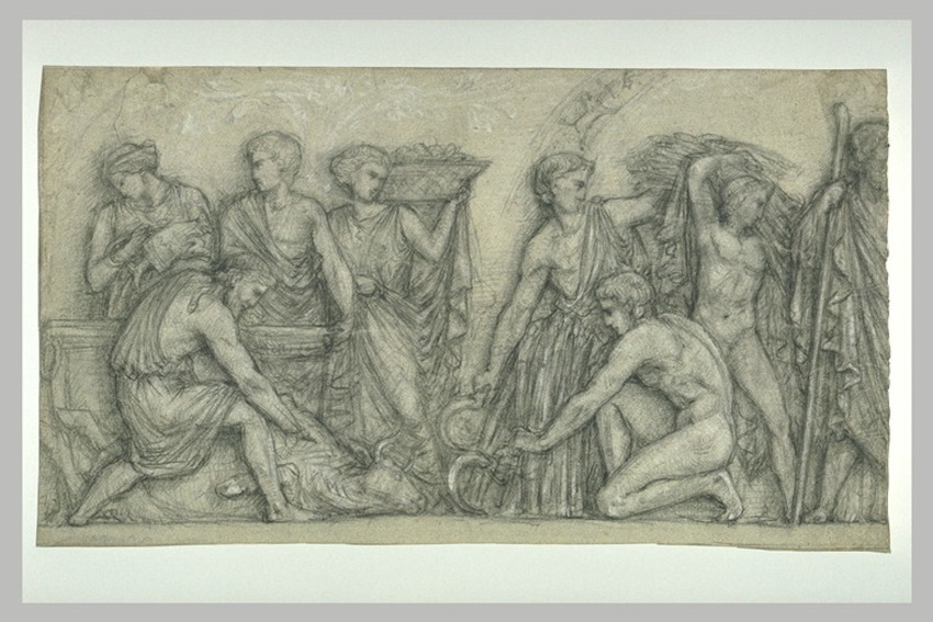 Henri Chapu - Scène de moisson, projet de bas-relief
