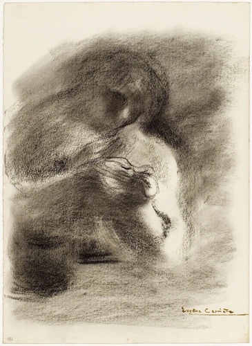 Eugène Carrière - Femme à mi-corps, de trois quarts à droite, lisant ou cousant