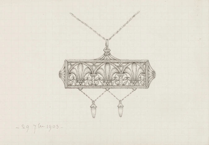 Enguerrand du Suau de la Croix - Pendentif rectangulaire à motif de fleurs de ly...