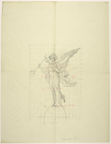 Maison Monduit - Dessin avec mise au carreau et indication des joints, d'une sta...