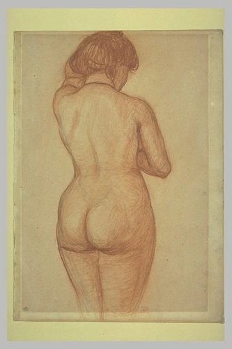 Lucien Schnegg - Femme nue, vue de dos, à mi-jambes